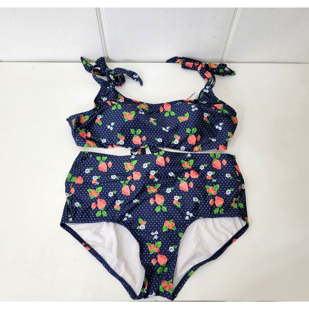 ModCloth Retro Floral High-Waisted Bikini Set Size X-Large